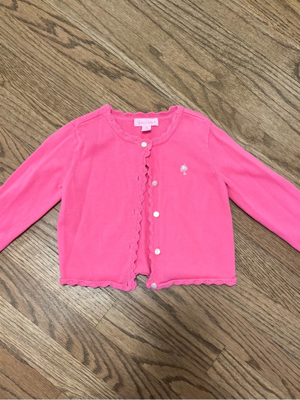 Lilly Pulitzer Pink Girls' Cardigan with Scallop Trim